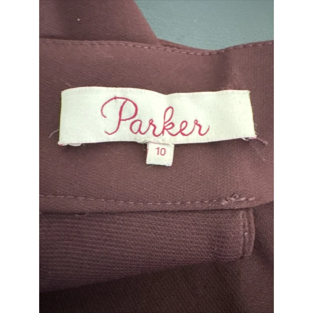 Parker Luana Women's 10 Mini Dress Sleeveless Laser Cut Design Tiered Burgundy E